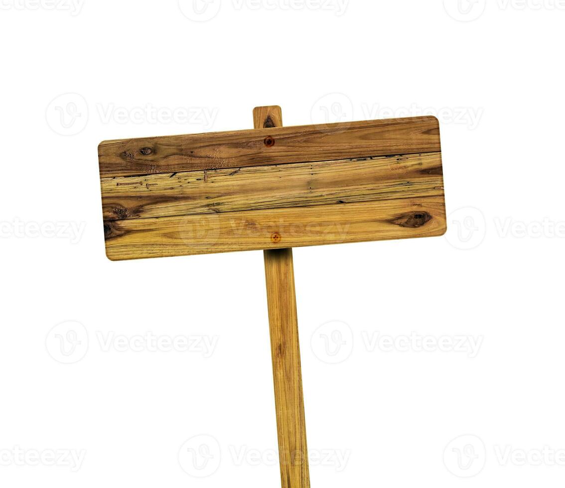 Wooden sign isolated on white background. Object with clipping path. photo