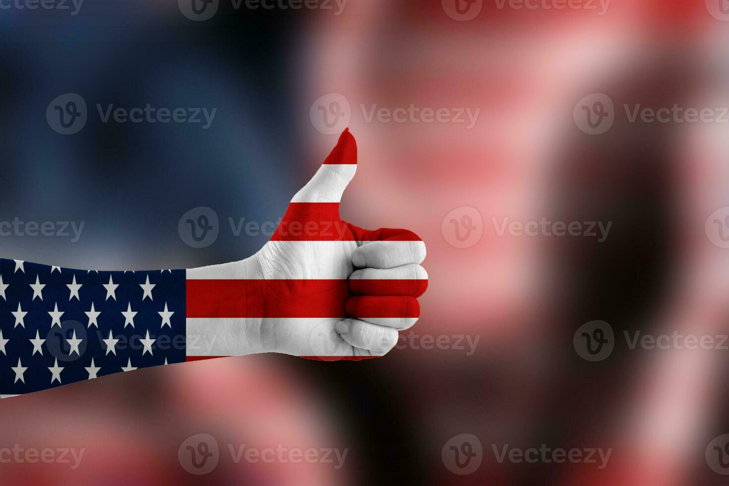 United States of America national flag on people hands. Human equal rights concept photo