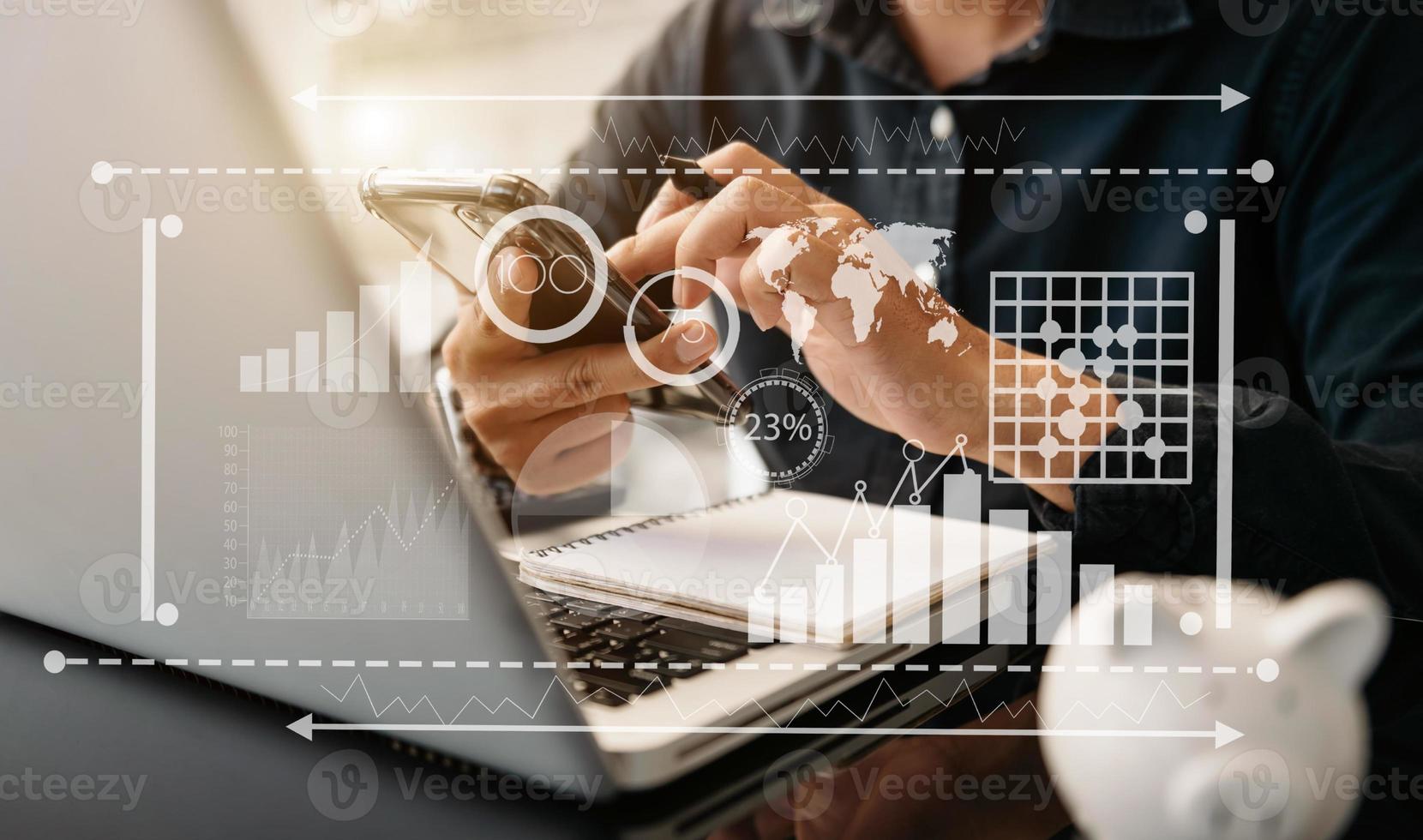 Financial report data of business operations balance sheet and income statement photo