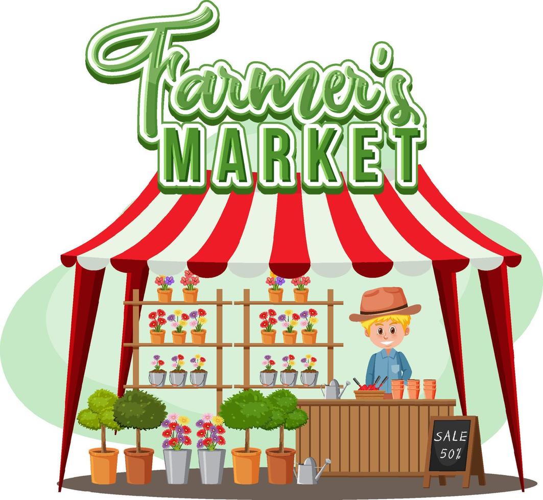 Farmer's flea market in cartoon style vector