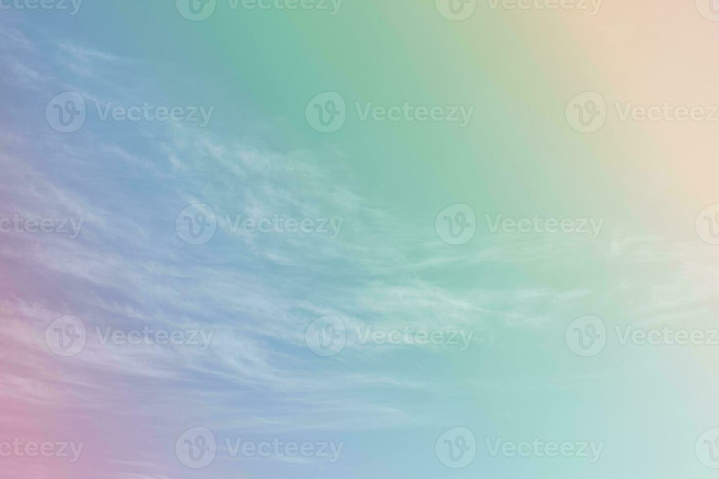 Sunshine clouds sky with a pastel soft color. Abstract blurred cyan gradient of sky nature. photo