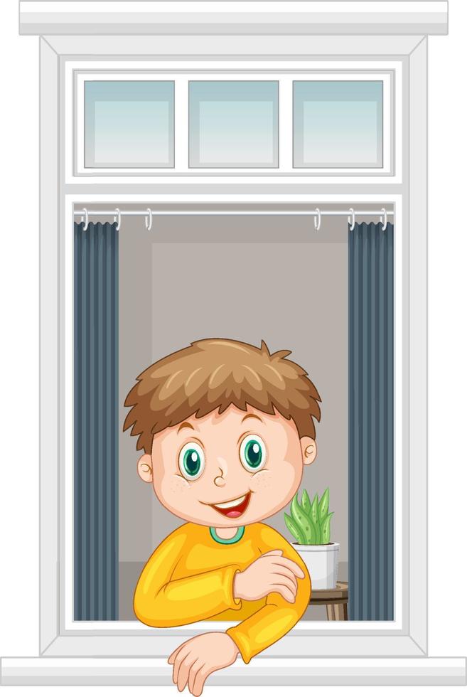 View through the window of cartoon character vector