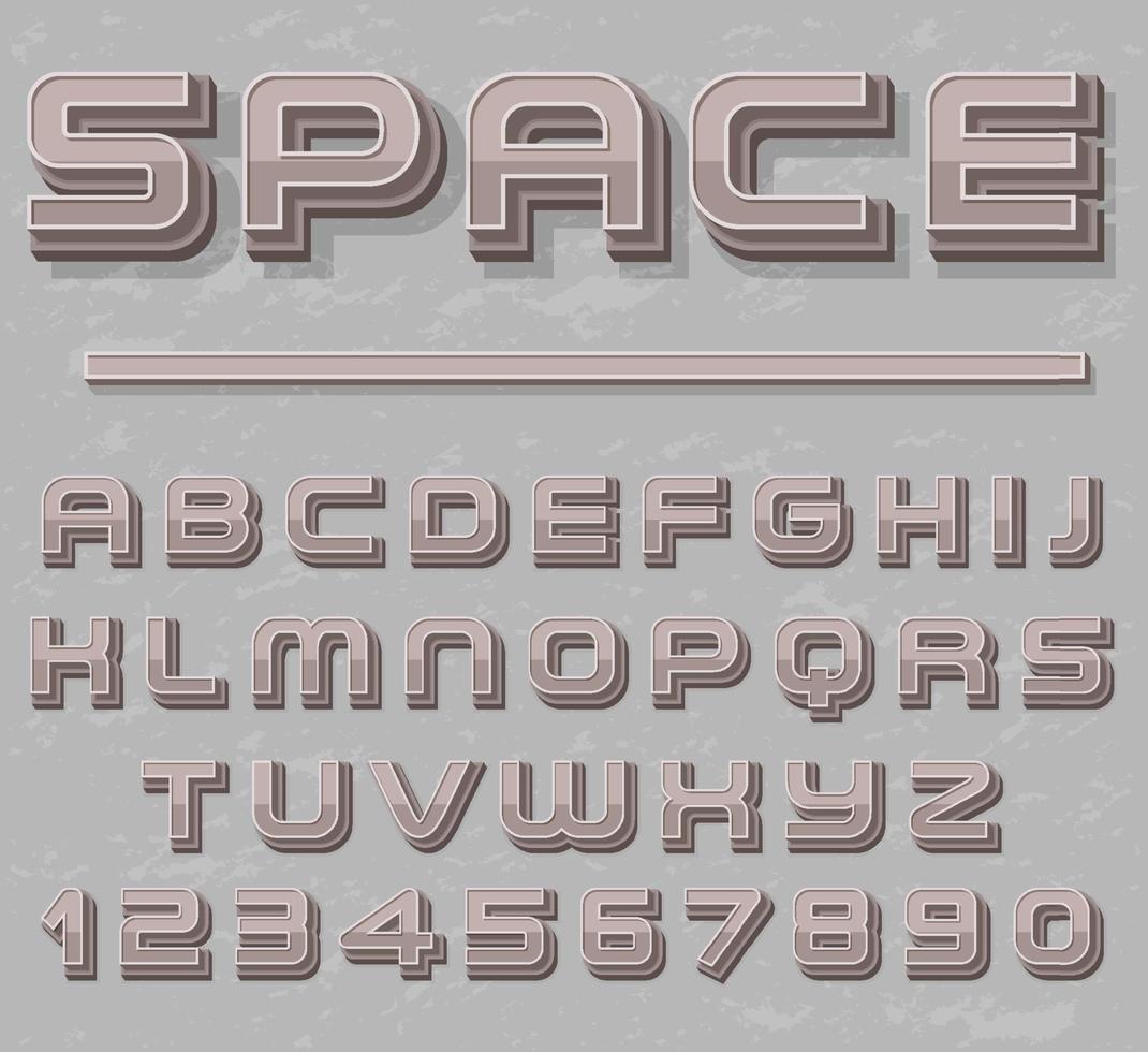 A set of English alphabet space font vector