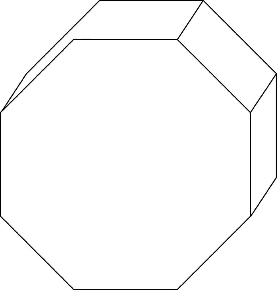 esquema de doodle de forma de prisma hexagonal para colorear vector