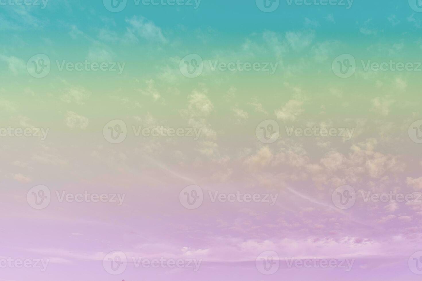 Sunshine clouds sky with a pastel soft color. Abstract blurred cyan gradient of sky nature. photo