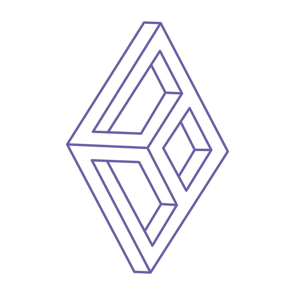 Impossible shapes. Sacred geometry. Optical illusion. Abstract eternal geometric object. Optical art. Impossible geometry symbol on a white background. Line art. vector