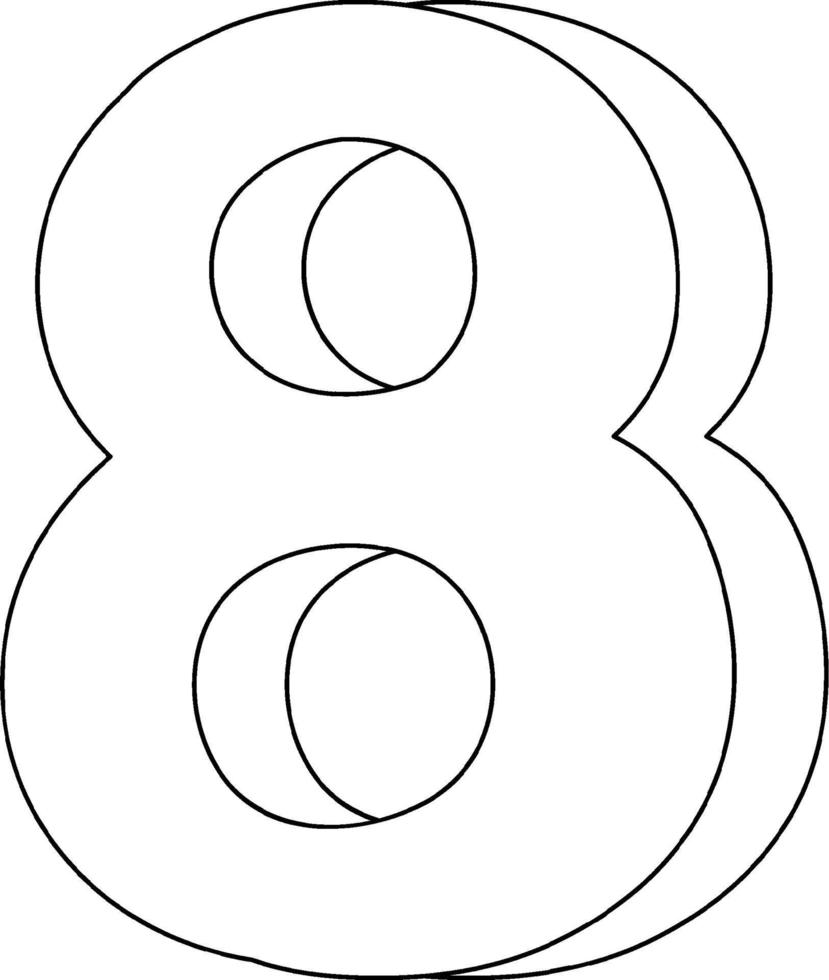 Number black and white doodle character vector