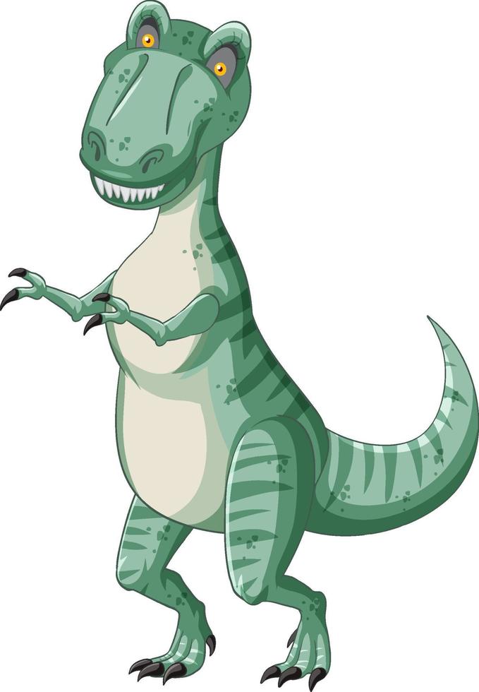 dinosaurio t-rex verde en estilo de dibujos animados vector