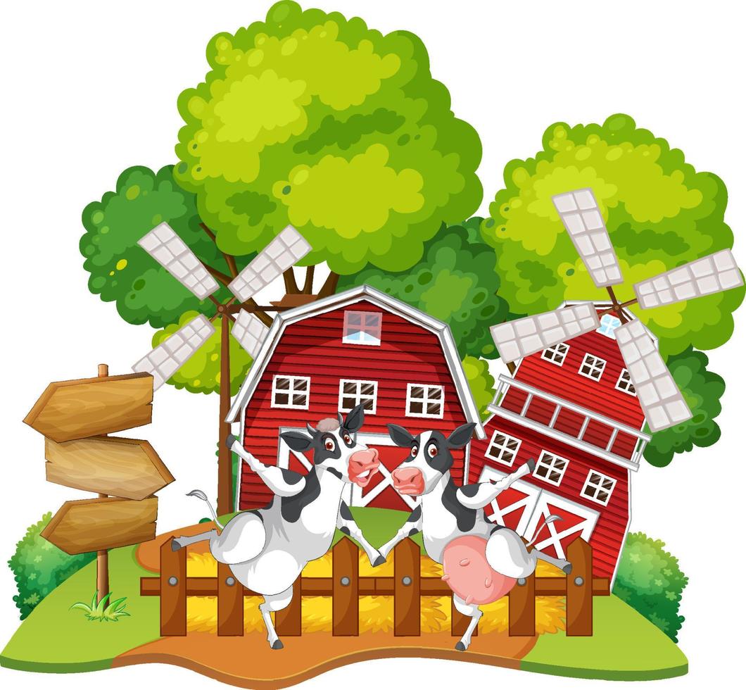 Scene with farm animal on the farm vector