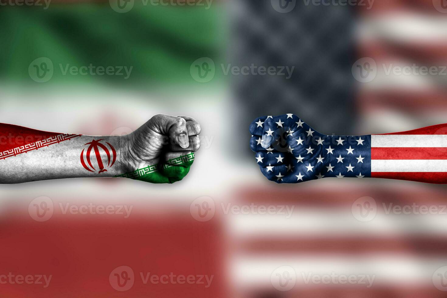 The War conflict between countries of America and Iran. photo