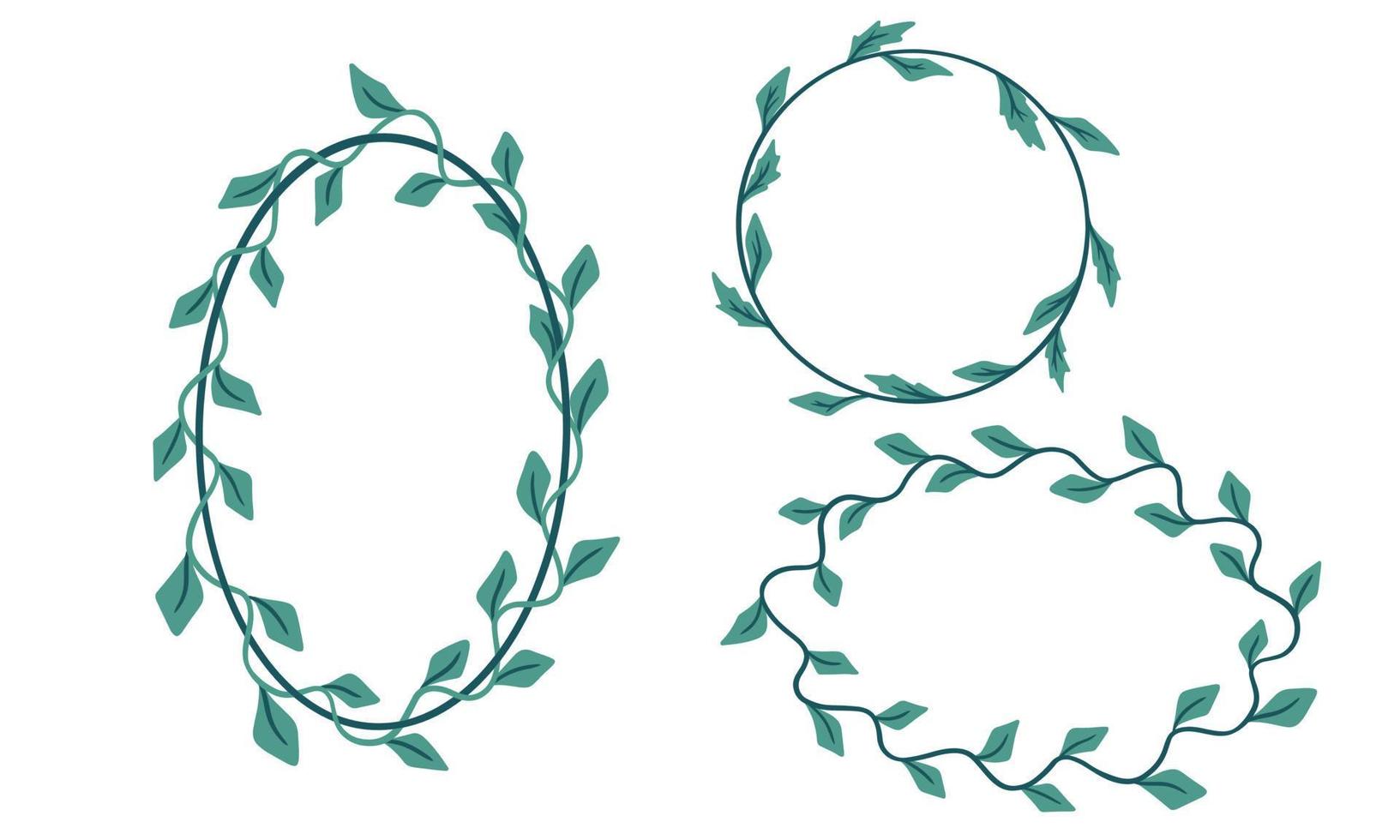 Set of frames from leaves and flowers for text. vector