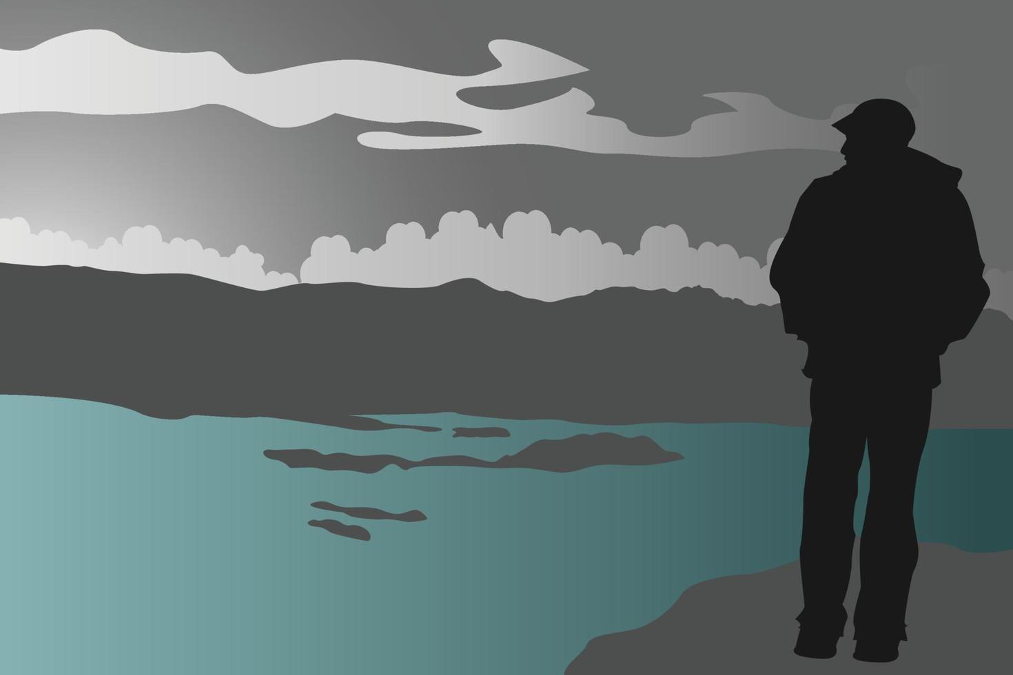 watching the sunrise on the San Juan Islands vector