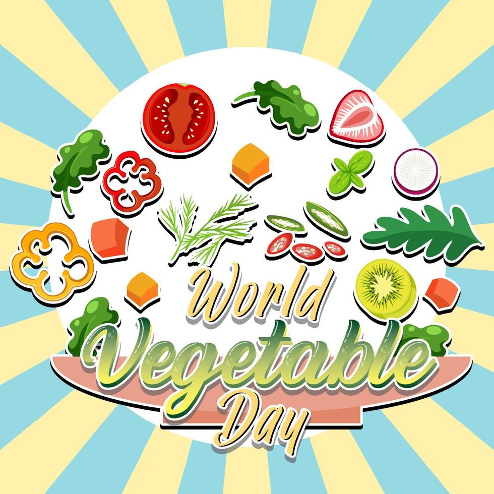 World Vegetable Day poster with vegetables and fruits vector