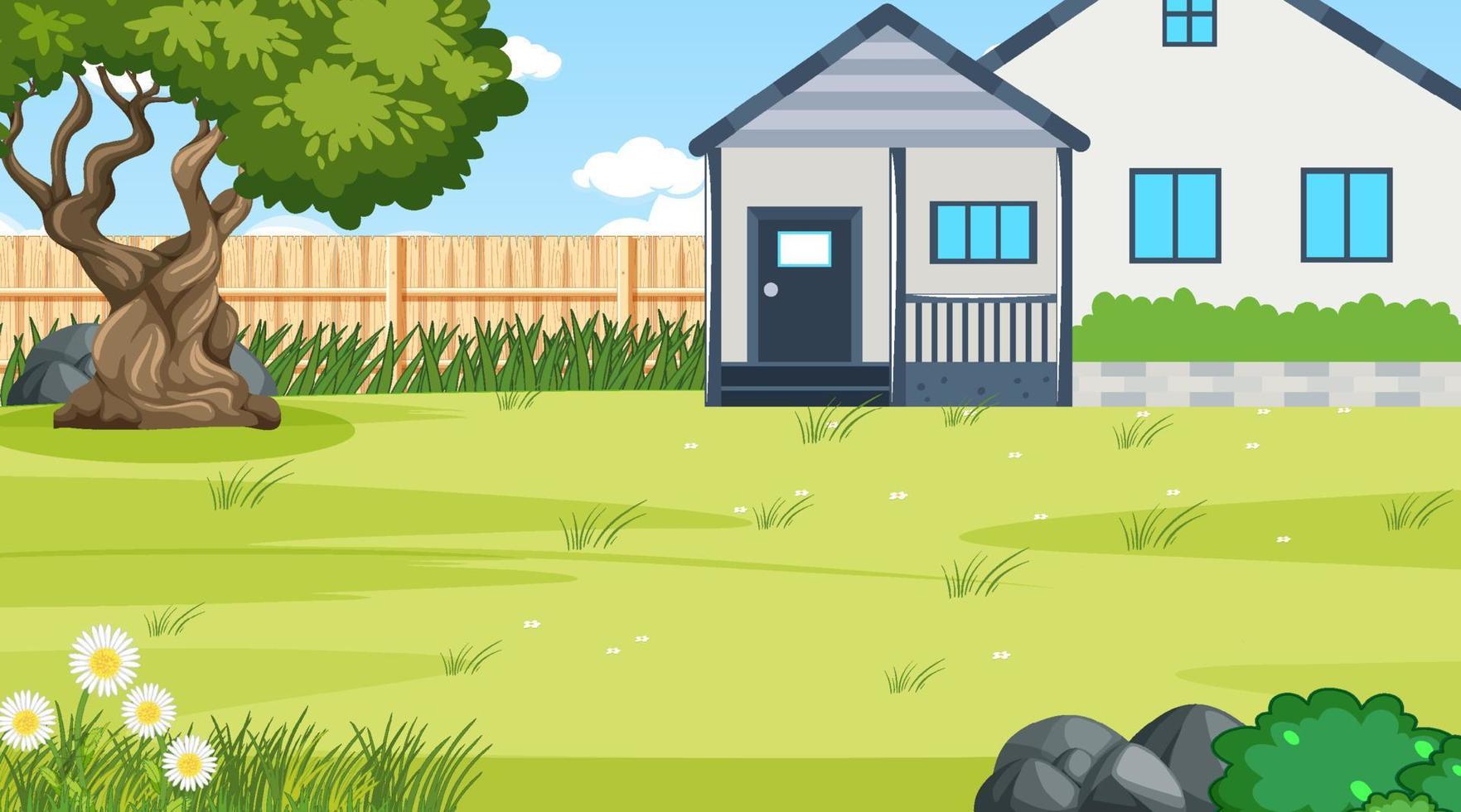 Scene with house and garden vector