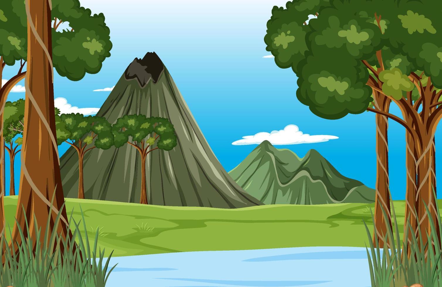 Prehistoric forest scene background vector