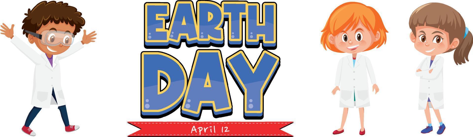 Poster design for Earth day with kids vector