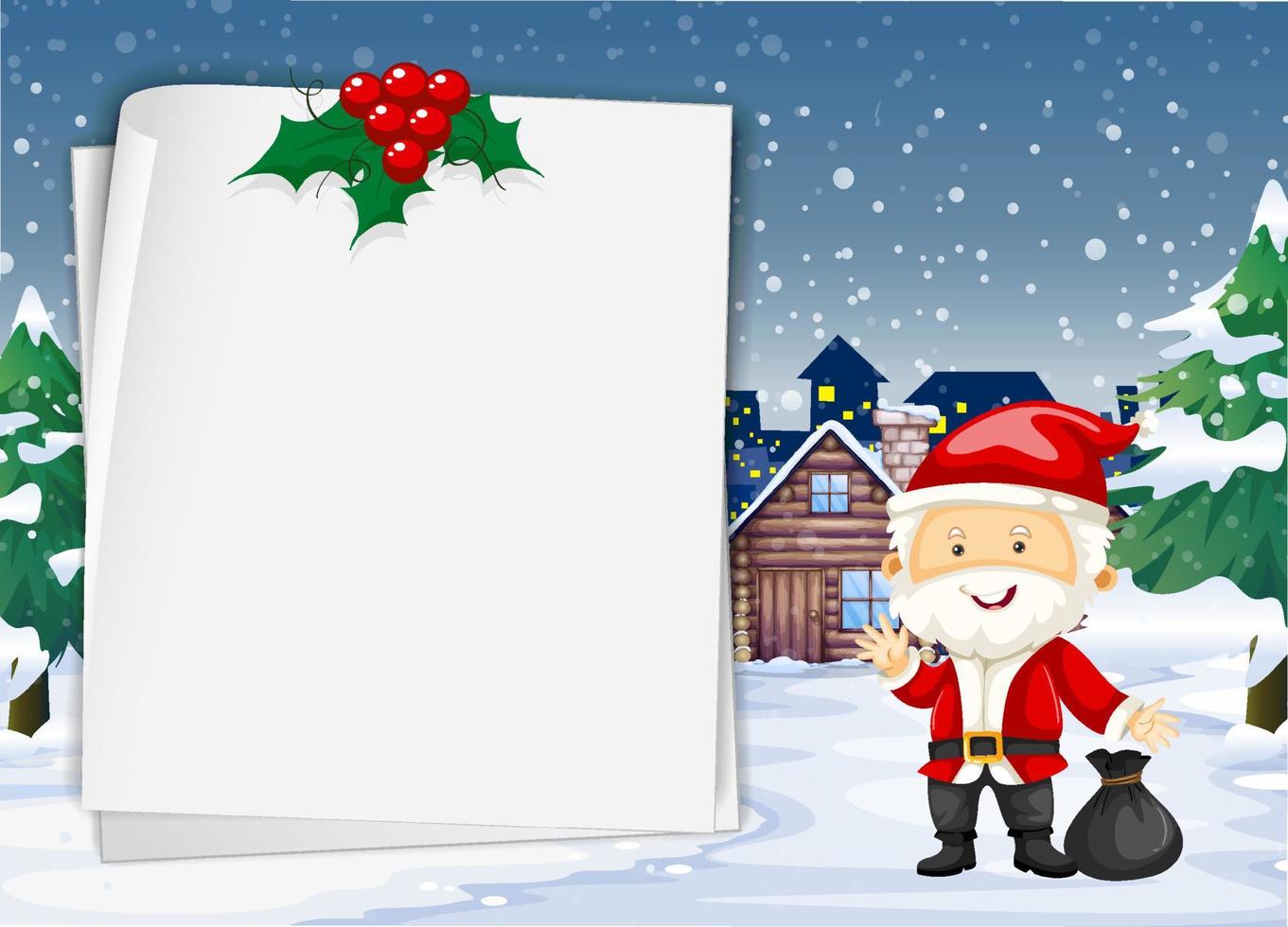 banner vacío en tema navideño con santa claus vector