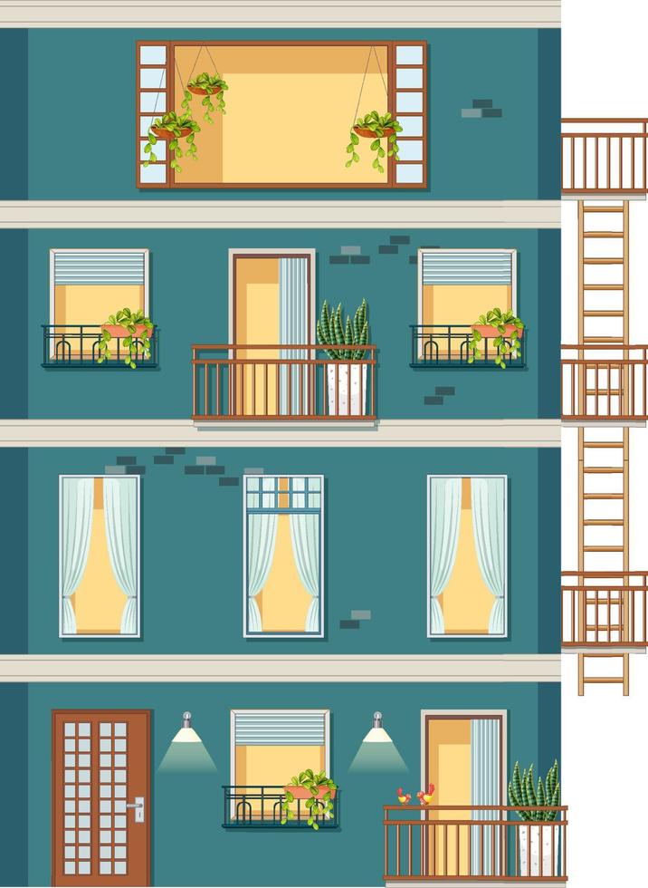 edificio de apartamentos con ventanas vector