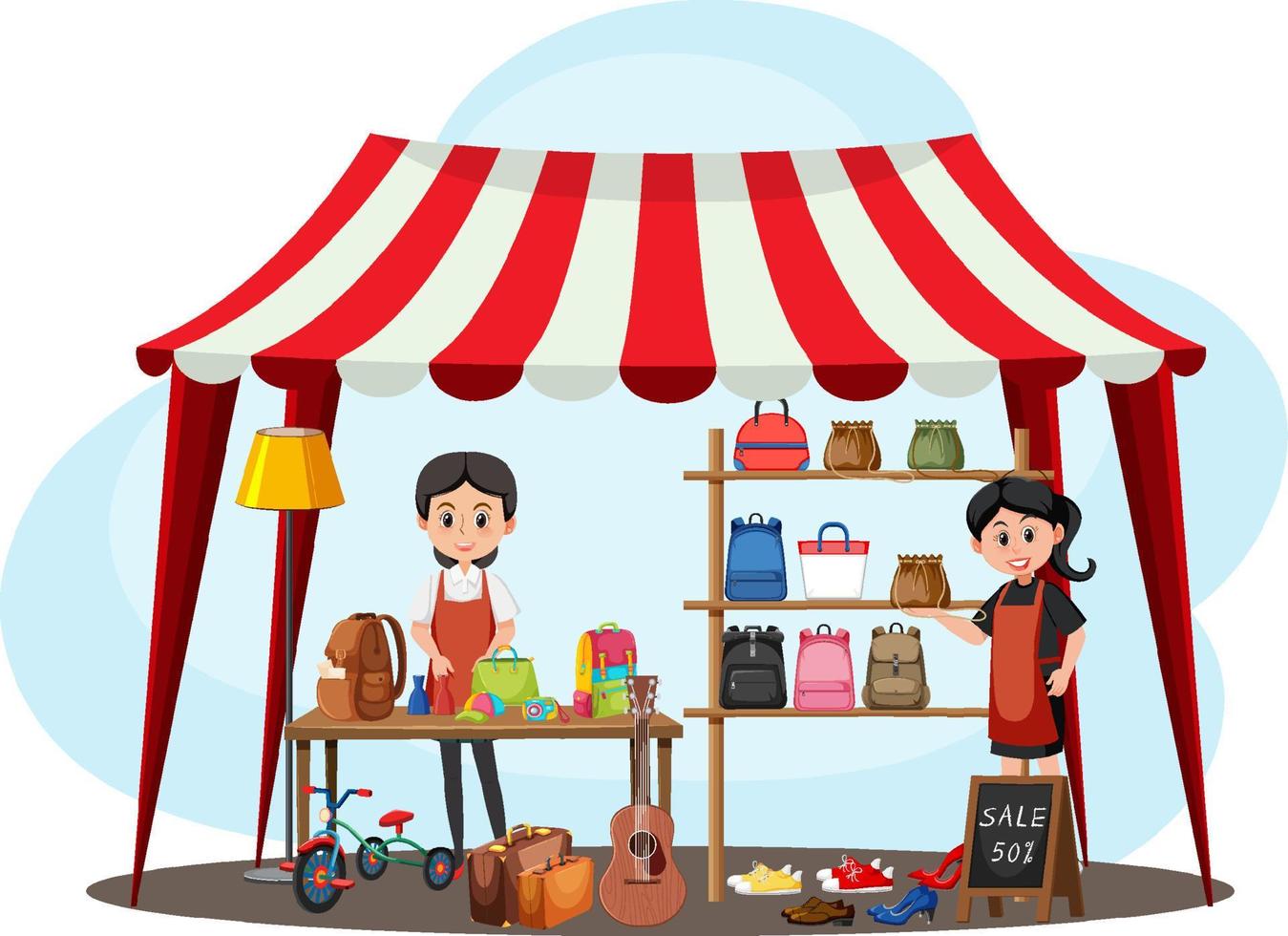 Flea market concept with clothes shop vector