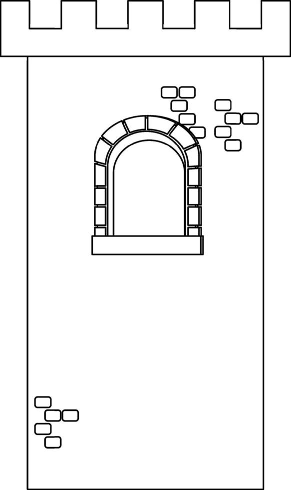 contorno del doodle de la torre del castillo para colorear vector