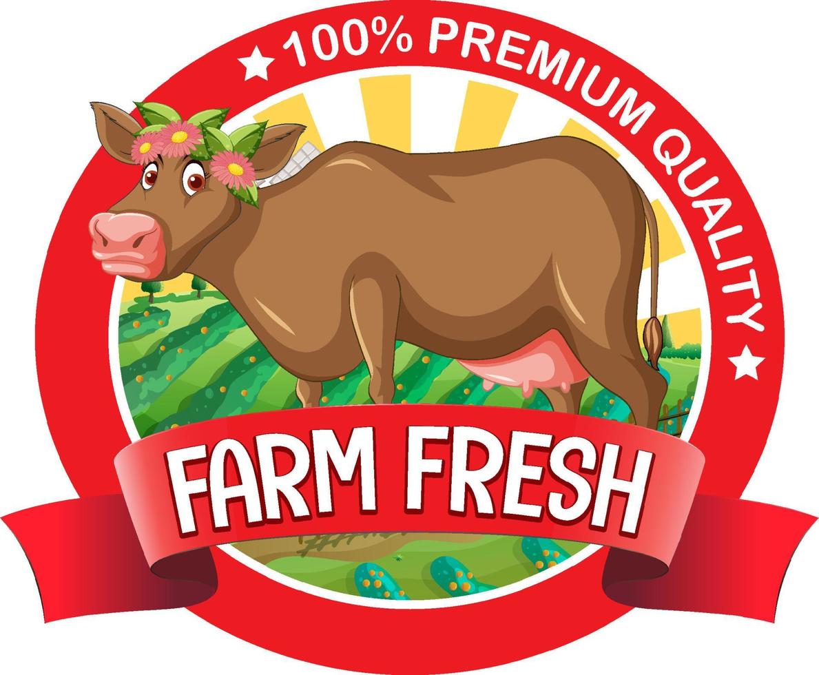 A cow with a Farm fresh label vector