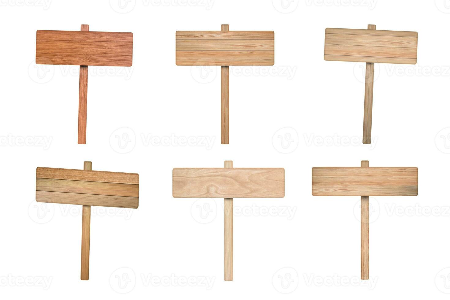 Set of Wooden road sign isolated on white background. photo