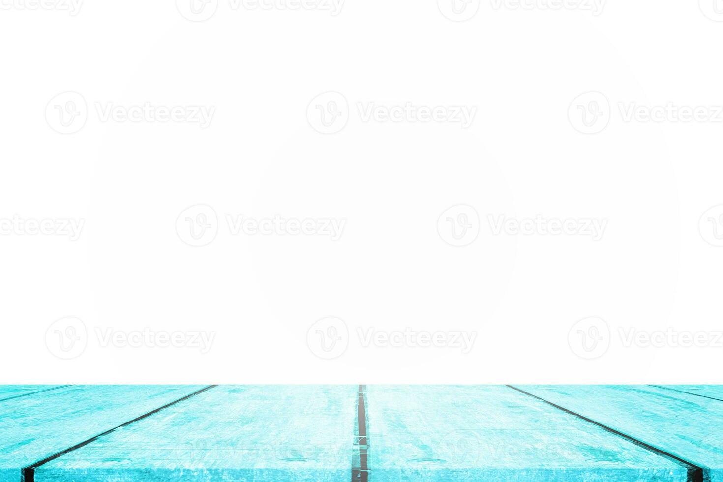 Empty blue wooden table top on white background. For product display or design. photo