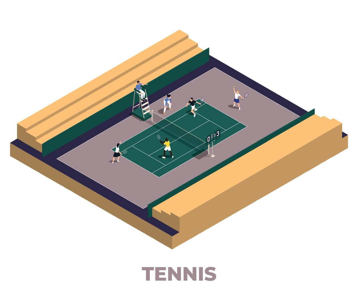 composición aislada isométrica de tenis vector