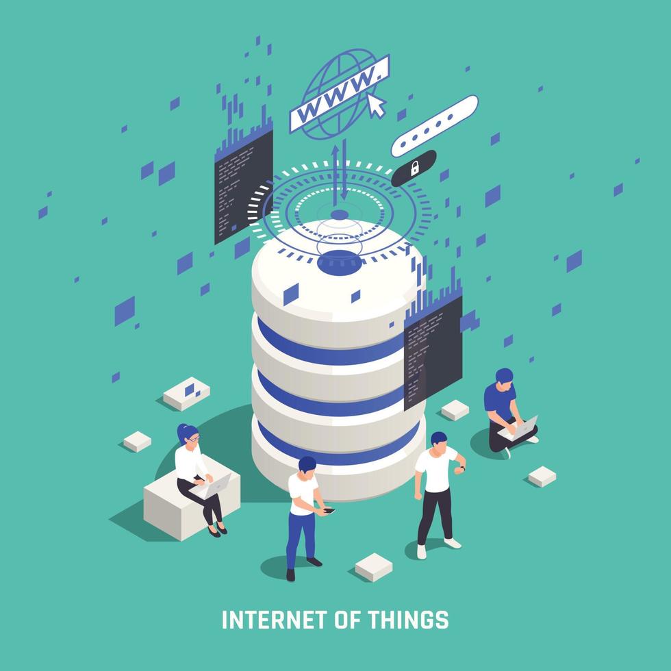 composición isométrica iot vector