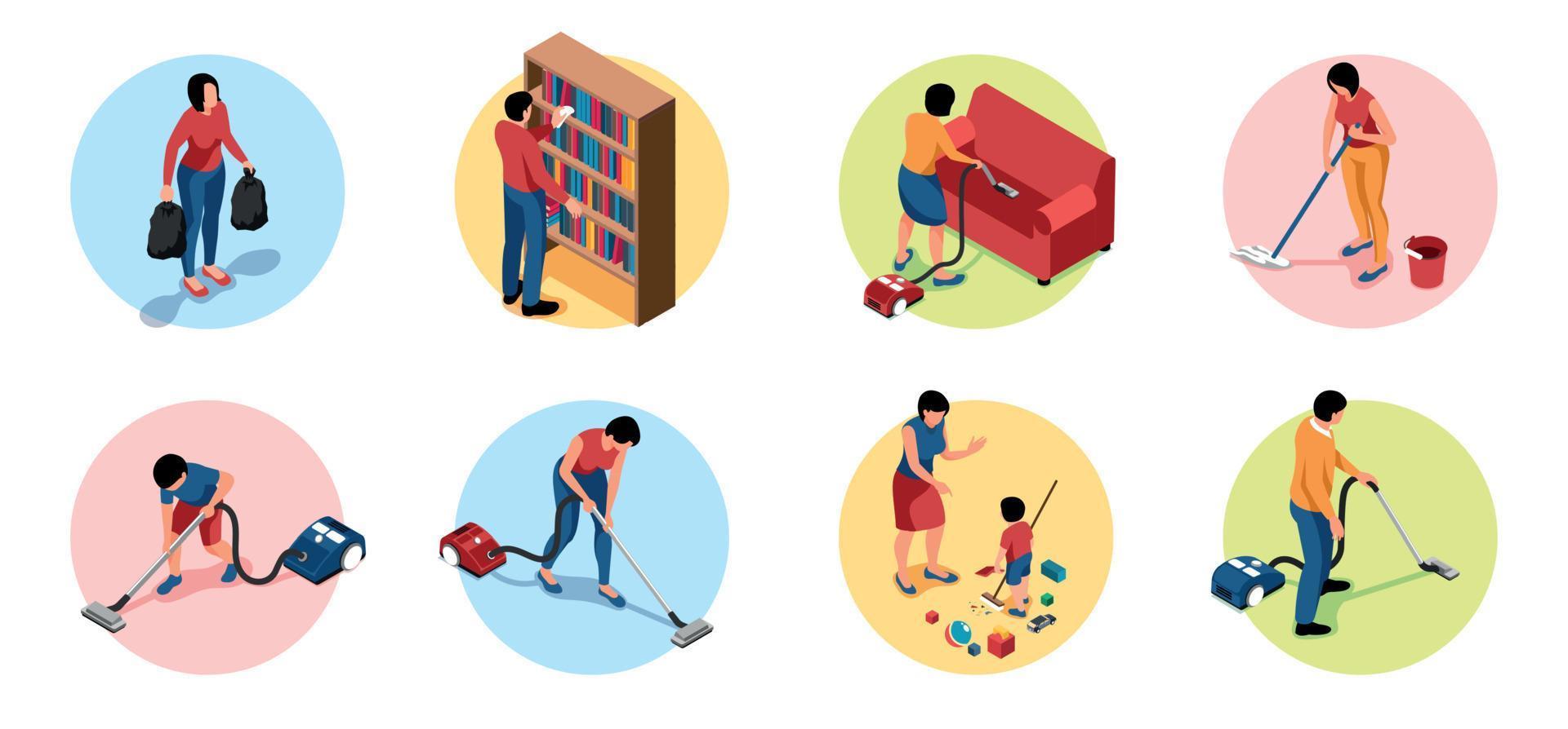 Cleaning Home Round Compositions vector