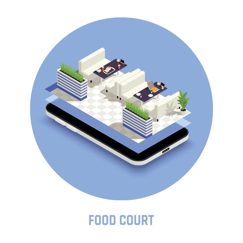 Food Court Colored Isometric Concept vector