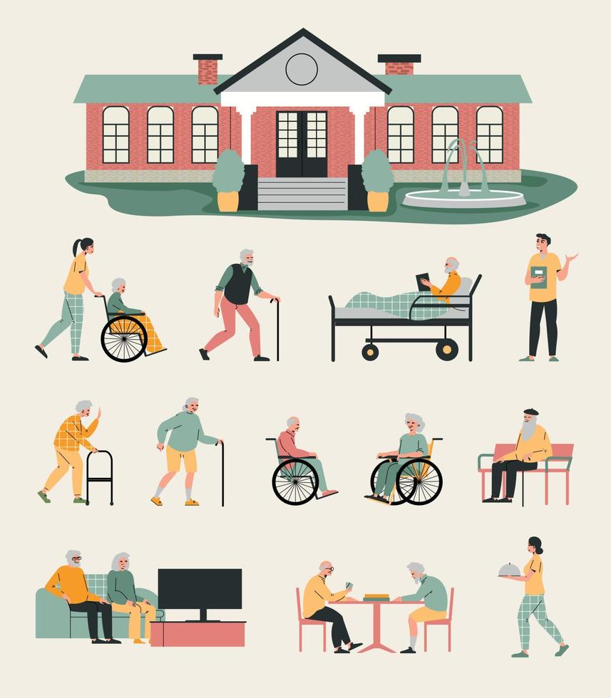 Nursing Home Color Set vector