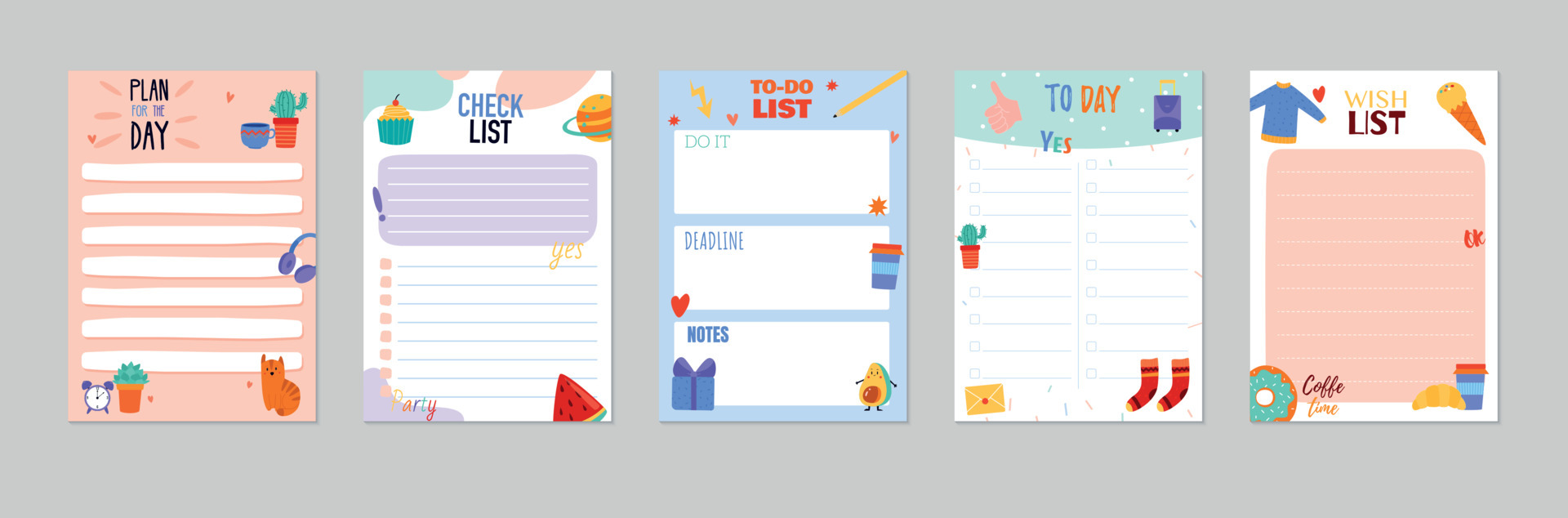 Set with cute stickers for daily planner and scheduler 5172366 Vector Art  at Vecteezy