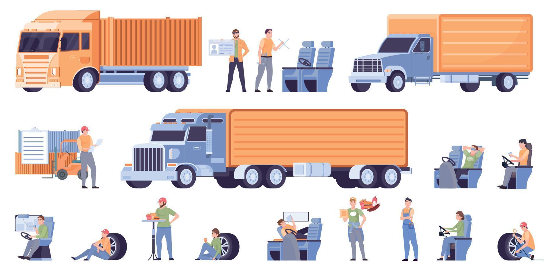 Truck Driver Set vector