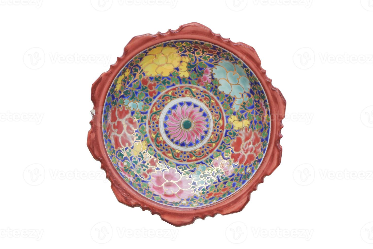Traditional antique ceramic cup isolated on white background Object with clipping path. Top view photo