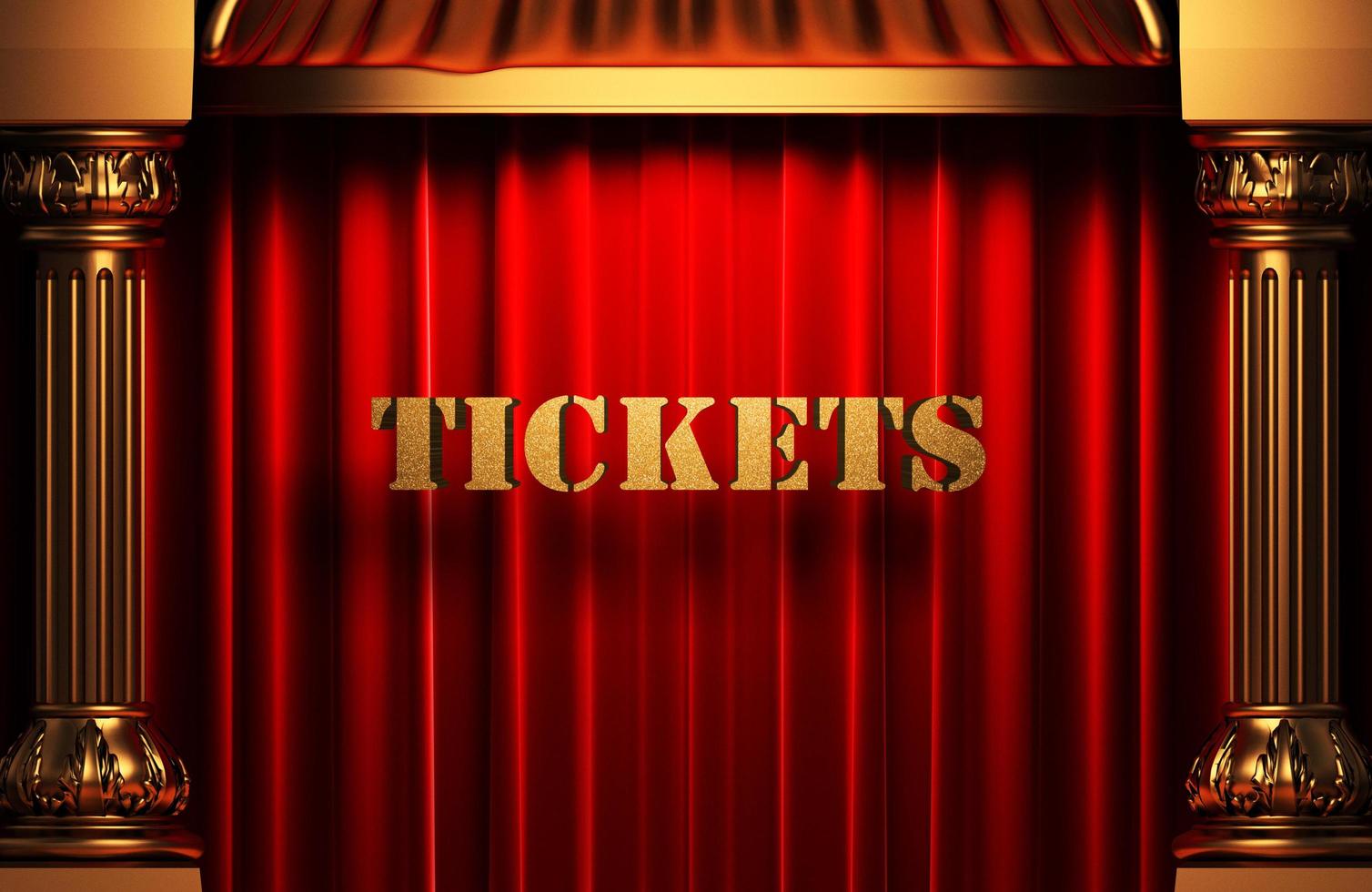 tickets golden word on red curtain photo