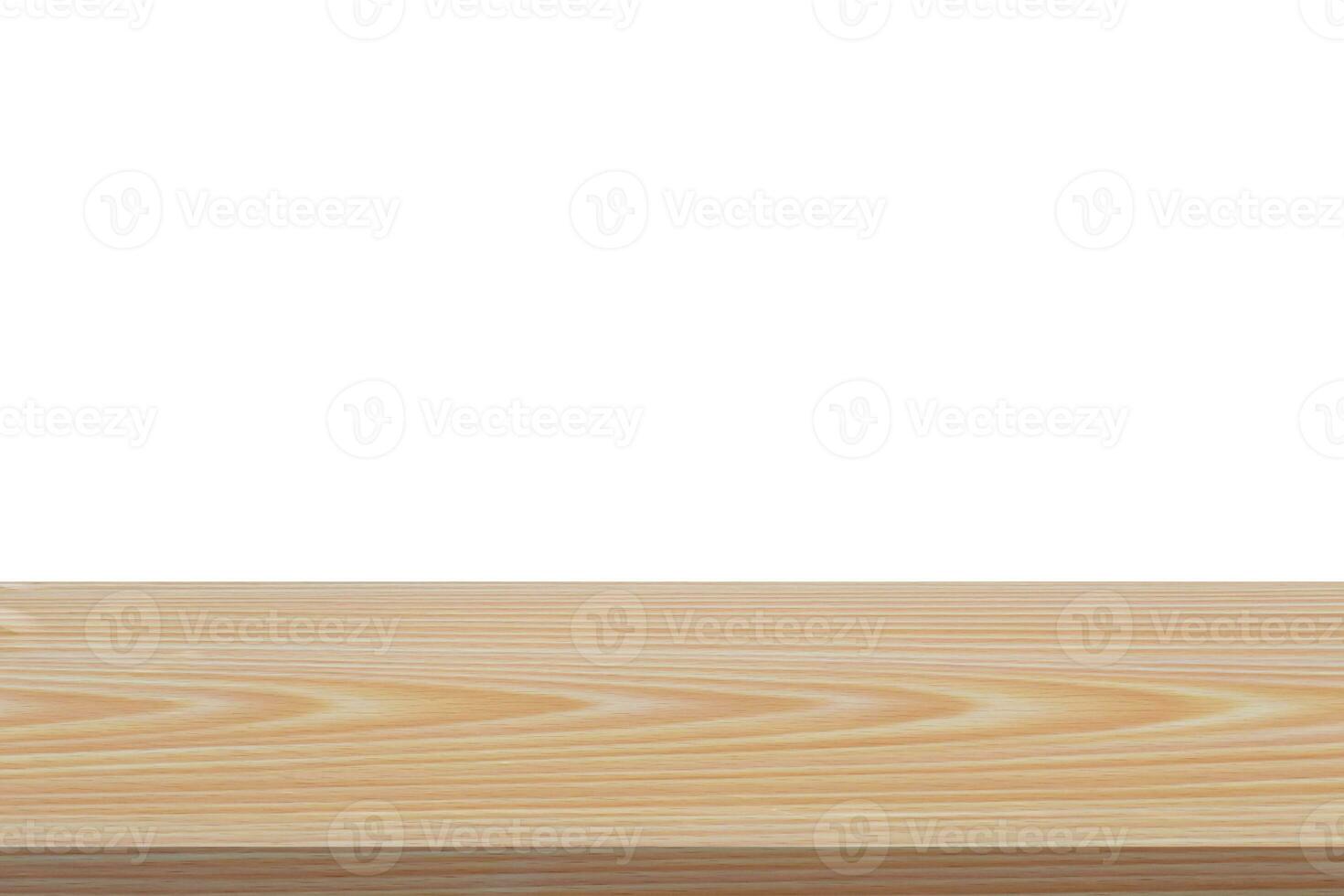 Wood shelf table isolated on white background. Empty wooden for advertising or display product. photo