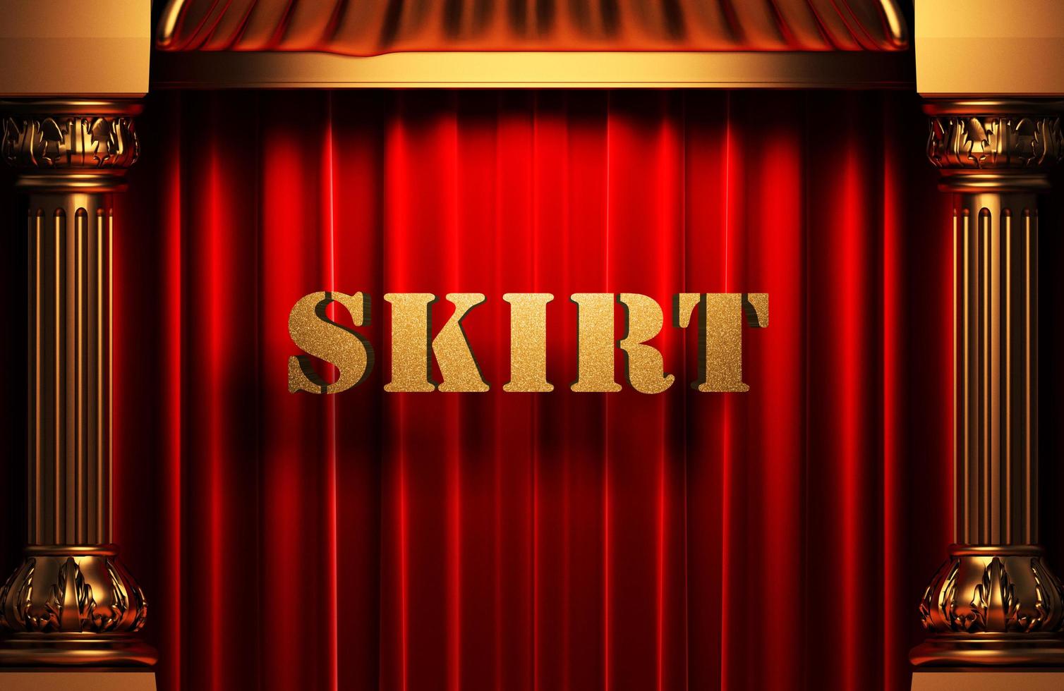 skirt golden word on red curtain photo