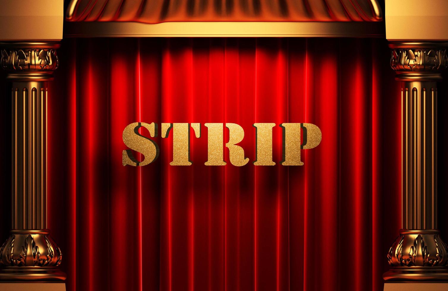 strip golden word on red curtain photo