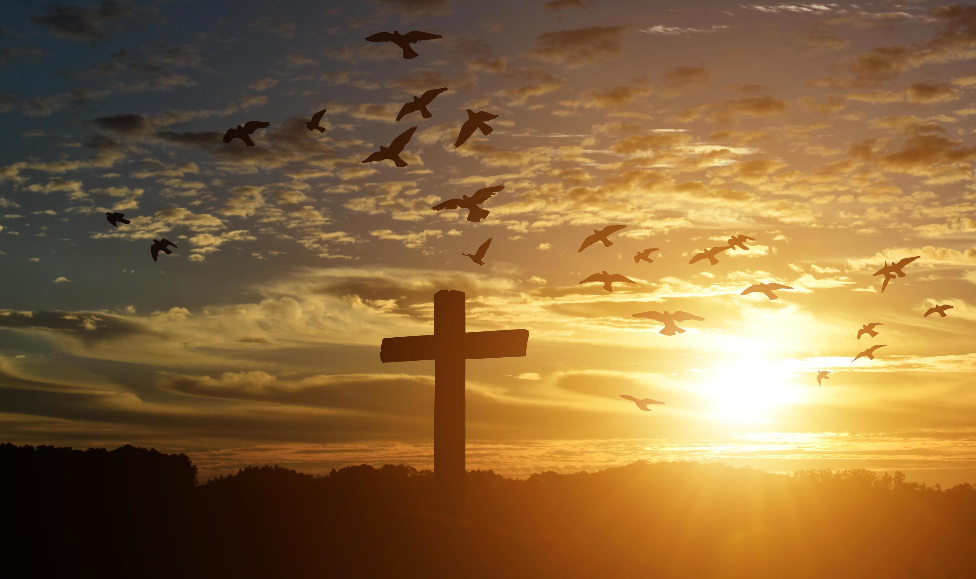 Silhouette of catholic cross at sunset background. 6277002 Stock Photo at  Vecteezy