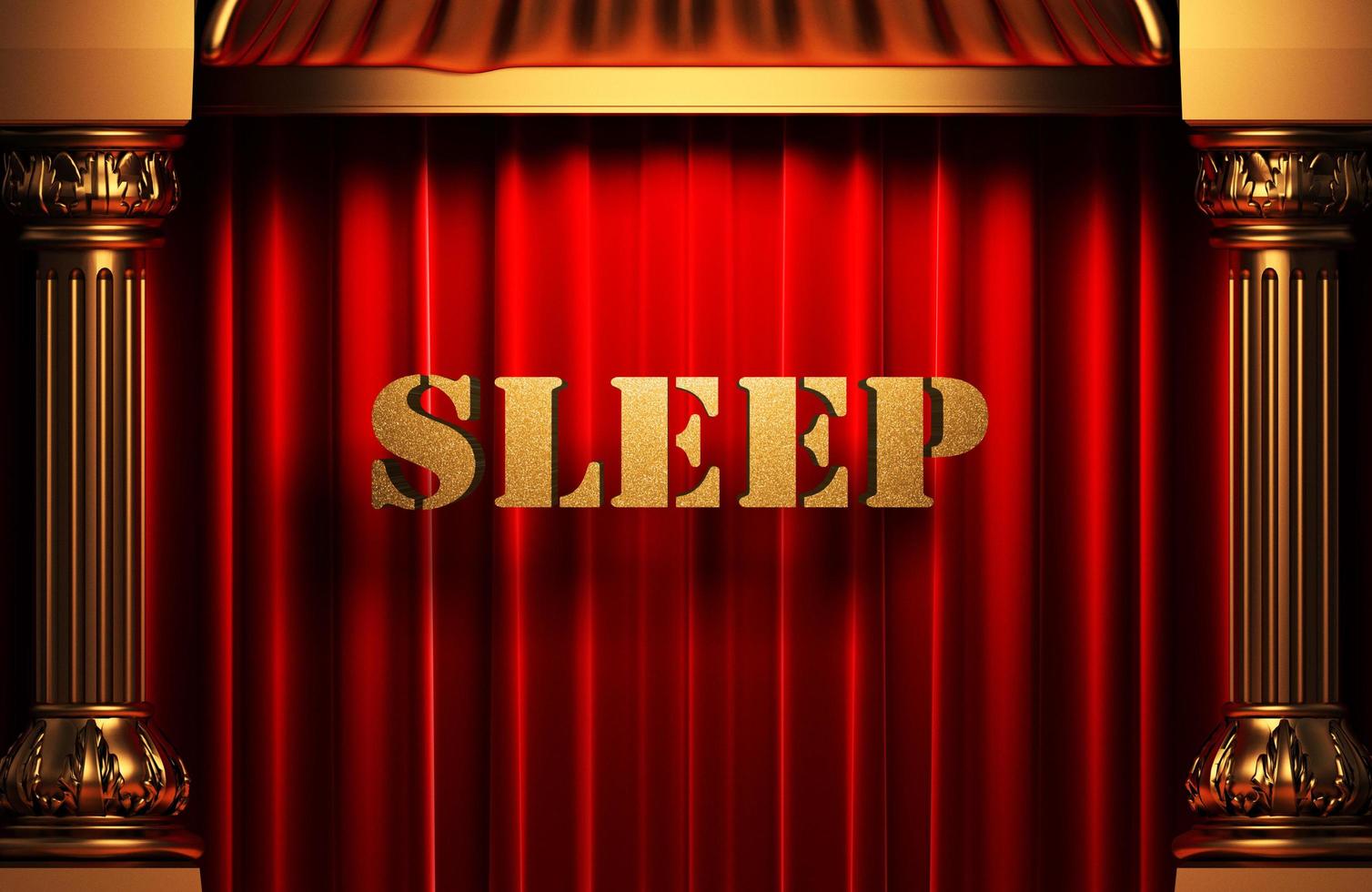 sleep golden word on red curtain photo