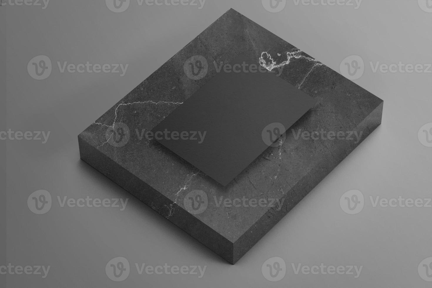 Black A4 paper letter Mockup on Marble Stone Classic Elegant photo