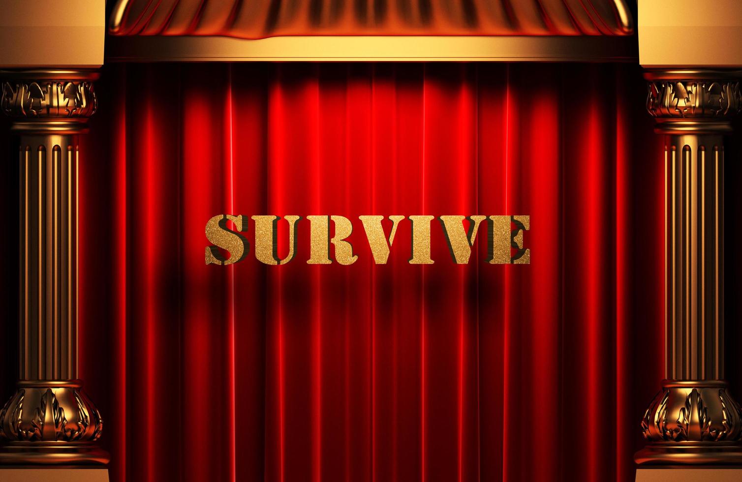 survive golden word on red curtain photo