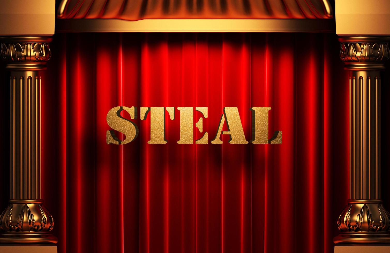 steal golden word on red curtain photo