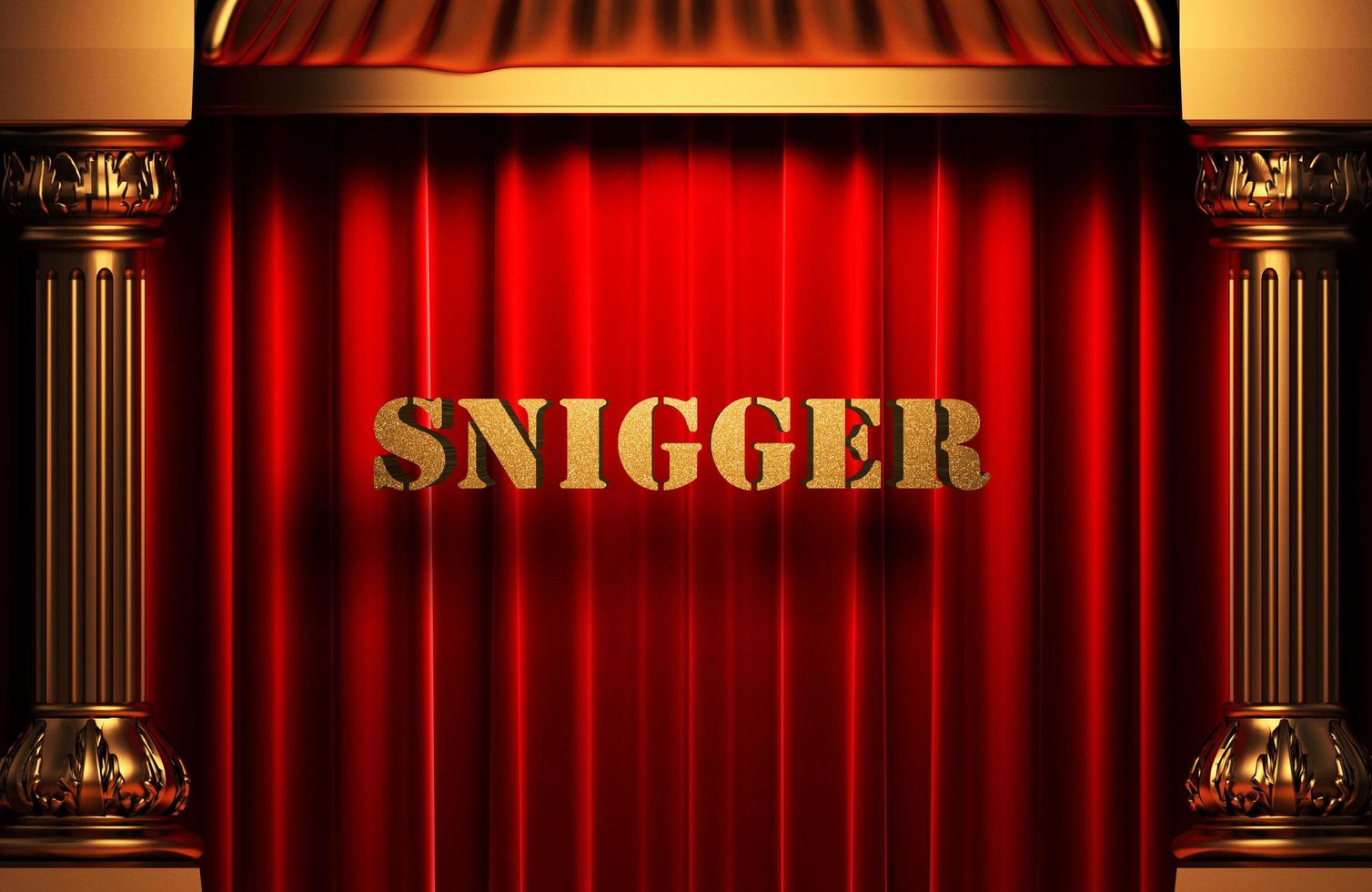 snigger golden word on red curtain photo