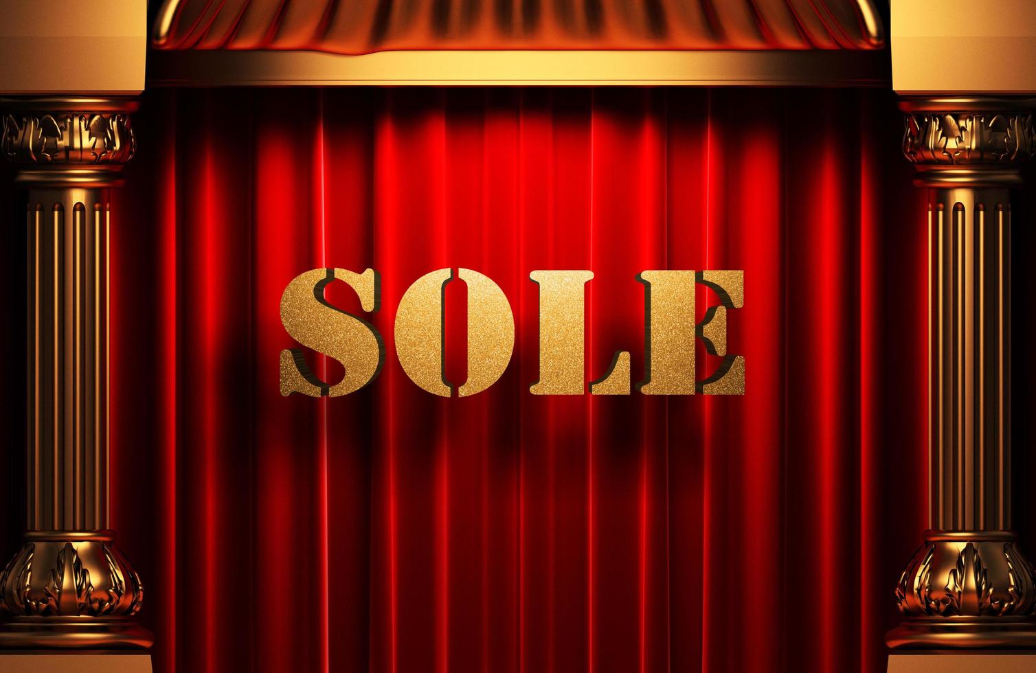 sole golden word on red curtain photo