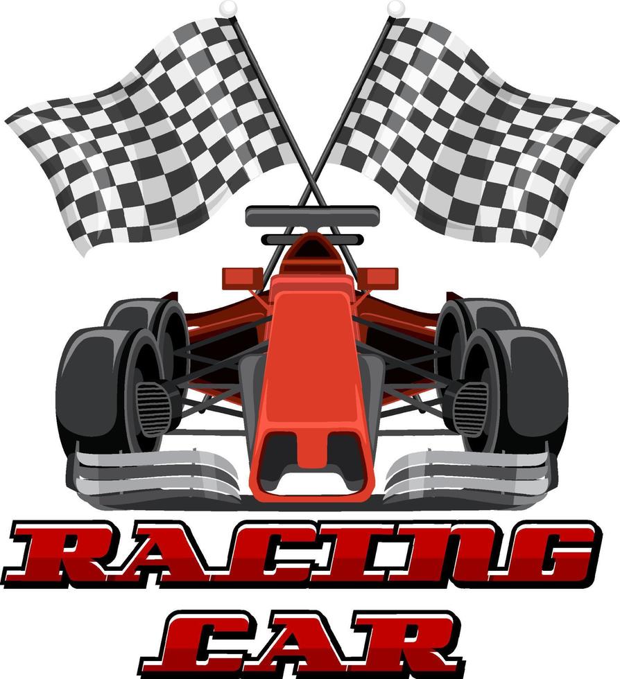 Racing car logo with racing car on white background vector