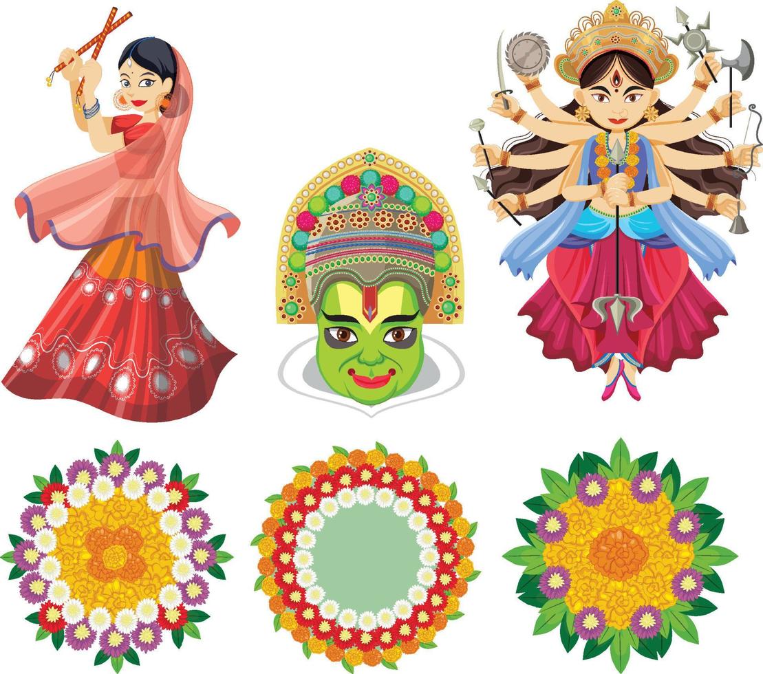 Holy object and decoration for Indian festival vector