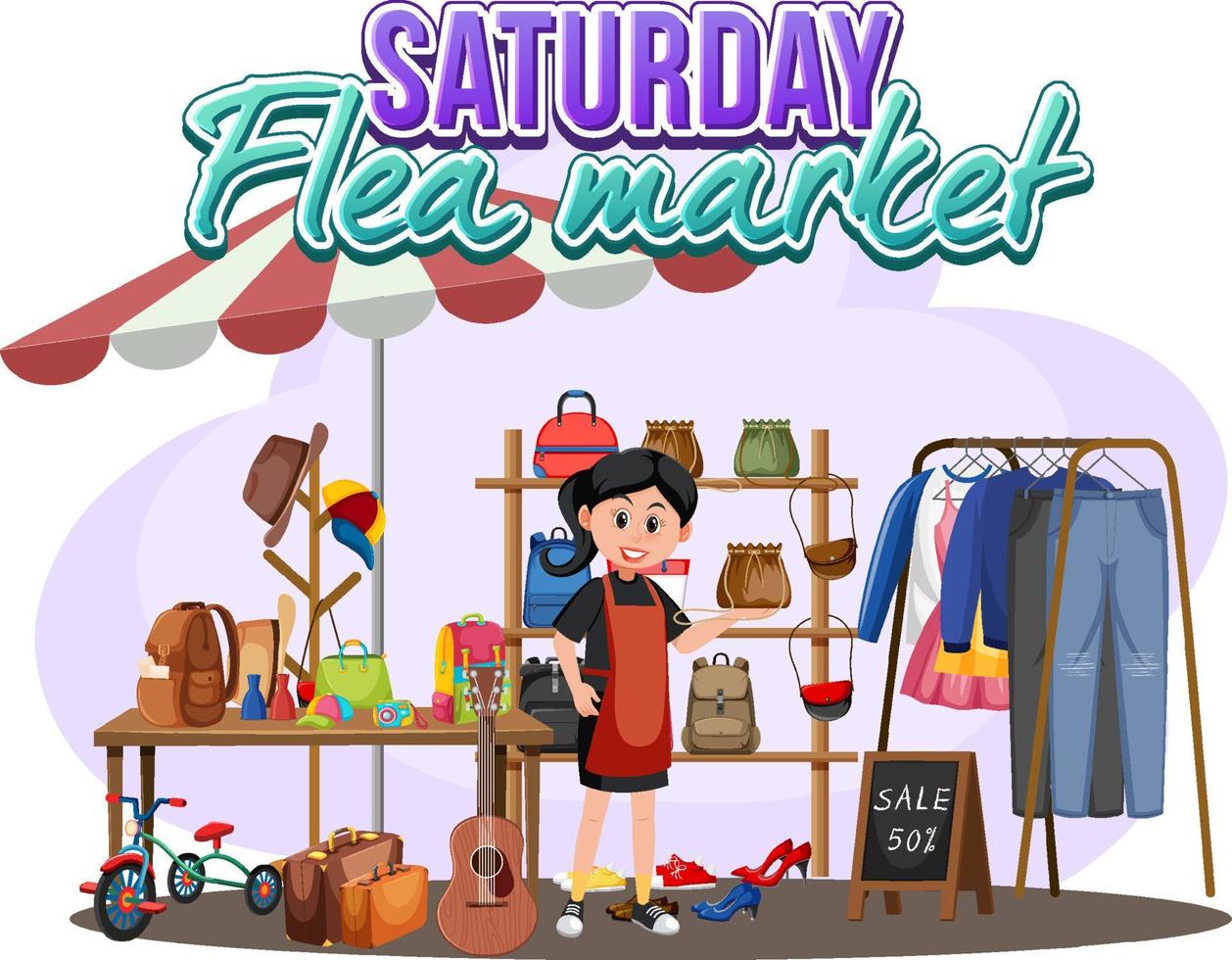 Flea market concept with vintage clothes shop vector