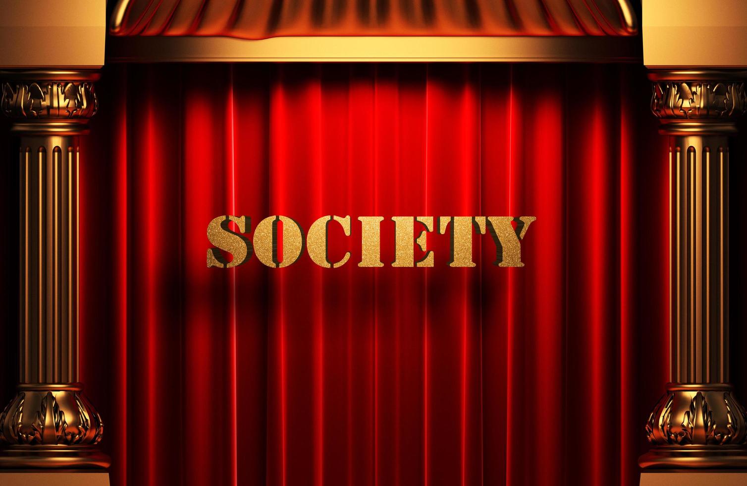 society golden word on red curtain photo